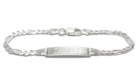 Elegant Engravable Child's Figaro Link I.D. Bracelet - 6 Inch | Wholesale 925 Sterling Silver Jewelry | Main