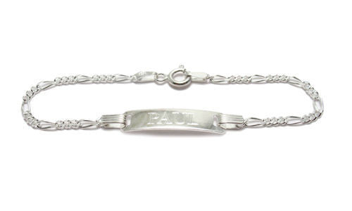 Impeccable Engravable Child's Thin Figaro I.D. Bracelet - 6 Inch | Wholesale 925 Sterling Silver Jewelry | Main