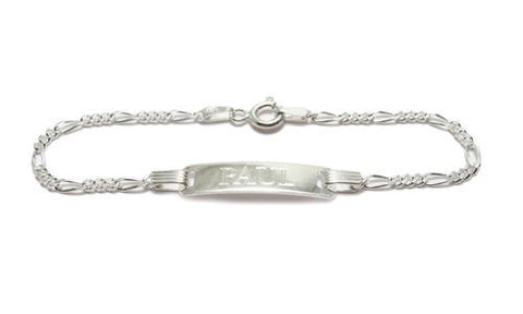 Impeccable Engravable Child's Thin Figaro I.D. Bracelet - 6 Inch | Wholesale 925 Sterling Silver Jewelry | Main