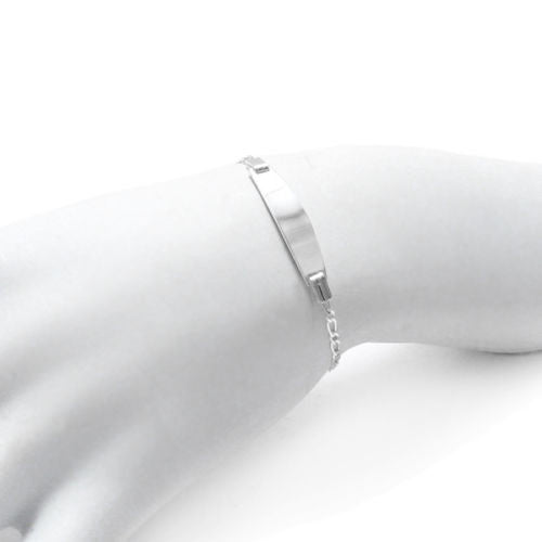 Dainty Child's Link Bracelet with Engravable I.D. Plate - 2mm (050 Gauge) | Wholesale 925 Sterling Silver Jewelry | Alternate