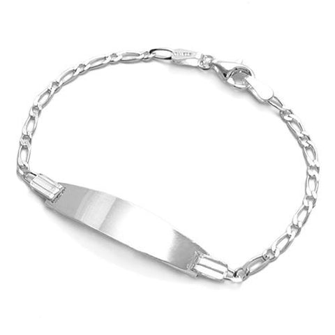 Dainty Child's Link Bracelet with Engravable I.D. Plate - 2mm (050 Gauge) | Wholesale 925 Sterling Silver Jewelry | Main