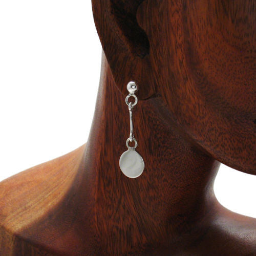 Chic engravable disk hanging from a bar post earrings | Wholesale 925 Sterling Silver Jewelry | Alternate photo