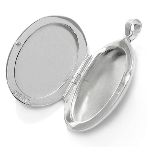 Polished Engravable Flat Oval Locket - Large | Wholesale 925 Sterling Silver Jewelry | Alternate