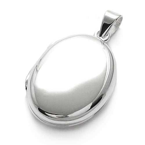 Polished Engravable Flat Oval Locket - Medium | Wholesale 925 Sterling Silver Jewelry | Alternate