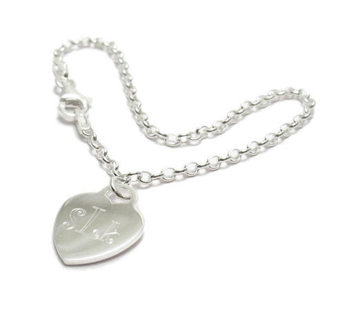 Flawless Engravable Heart Child's Rolo Bracelet - 6 Inch | Wholesale 925 Sterling Silver Jewelry | Main