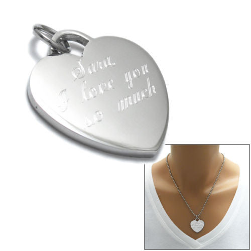 Engravable heart pendant with ball chain | Wholesale 316L Stainless Steel Jewelry | Combo photo