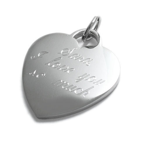 Engravable heart pendant with ball chain | Wholesale 316L Stainless Steel Jewelry | Left view photo