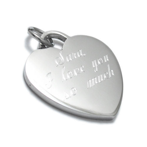 Engravable heart pendant with ball chain | Wholesale 316L Stainless Steel Jewelry | Main photo