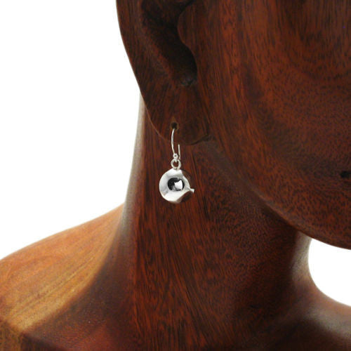 Engravable polished dome hanging hook earrings | Wholesale 925 Sterling Silver Jewelry | Alternate photo