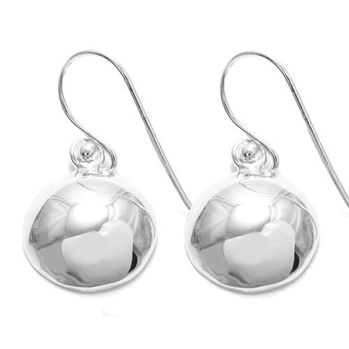 Engravable polished dome hanging hook earrings | Wholesale 925 Sterling Silver Jewelry | Item photo