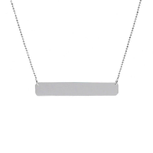 Elegant engravable horizontal rectangular bar necklace | Wholesale 925 Sterling Silver Jewelry | Item photo