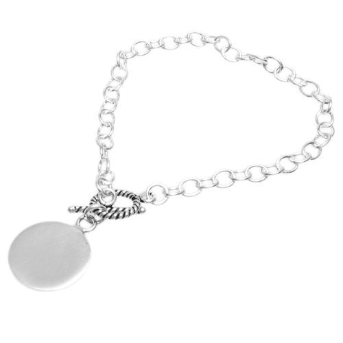 Elegant Engravable 7" Rolo Link Bracelet with Beautiful Toggle Lock.