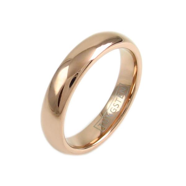 Rose Gold dome tungsten wedding band | 4mm width | Wholesale Tungsten Rings - Wedding Bands | Diagonal photo