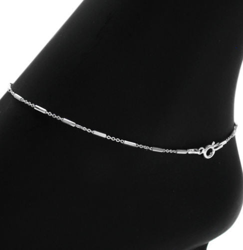 Dazzling Faceted Bar Rolo Anklet - 3 Lengths | Wholesale Sterling Silver Jewelry | Main