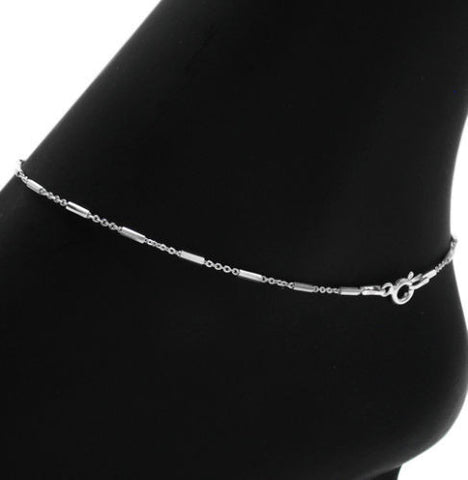 Dazzling Faceted Bar Rolo Anklet - 3 Lengths | Wholesale Sterling Silver Jewelry | Main