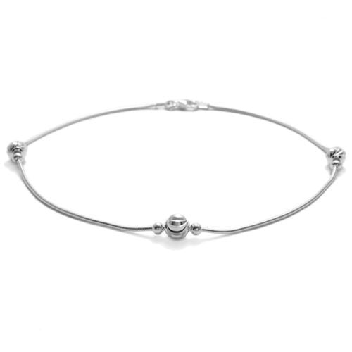 Delicate Faceted Bead Snake Anklet - 3 Lengths | Wholesale Sterling Silver Jewelry | Alternate