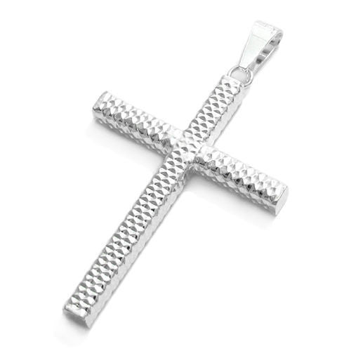 Gorgeous Faceted Cross Pendant - Large 3.5mm | Wholesale 925 Sterling Silver Pendant - Jewelry | Alternate