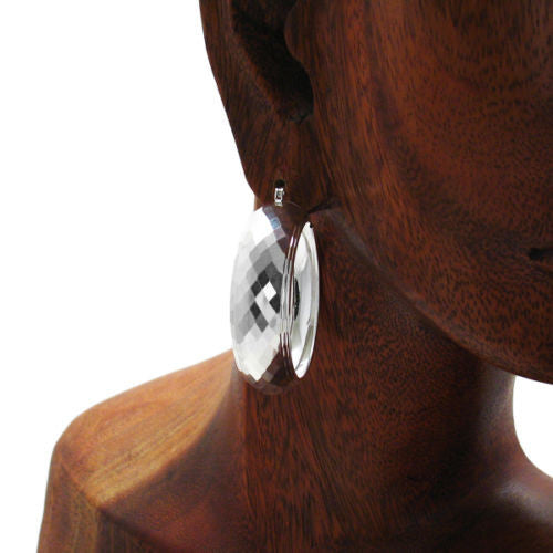 Gorgeous Faceted Large Hoop Earrings 45mm | Wholesale Sterling Silver Jewelry | Alternate