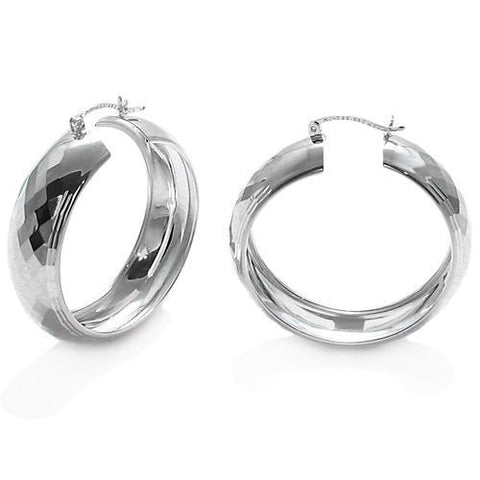 Gorgeous Faceted Large Hoop Earrings 45mm | Wholesale Sterling Silver Jewelry | Main