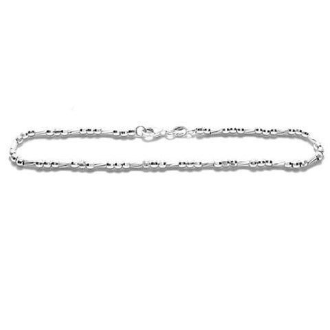 Lovely Sterling Silver Faceted Round and Bar Beads Anklet. Available in 3 Lengths.