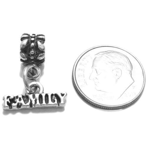 Exquisite "Family" Calligraphy Charm. Wholesale Sterling Silver Charms - Jewelry. Alternate.