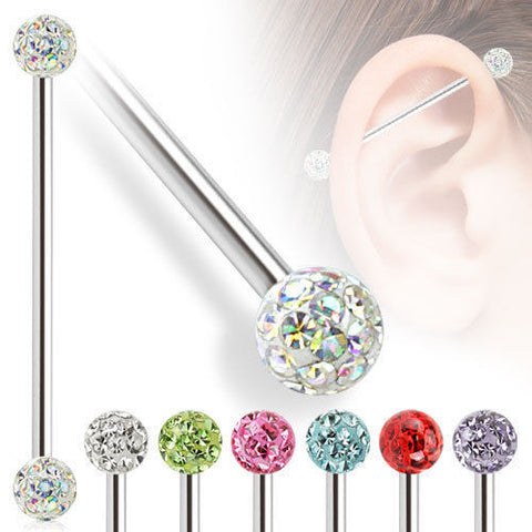 Stunning Ferido Multi Crystal Balls Industrial Barbell | Wholesale Stainless Steel Jewelry | Main