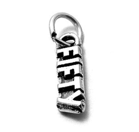 Exquisite Sterling Silver "Fifty" 50 Number Charm | Wholesale 925 Sterling Silver Charms