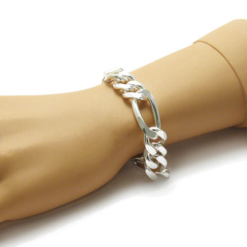 Figaro link bracelet in 15mm (Gauge 400) | 3 Lengths | Wholesale 925 Sterling Silver Jewelry | Alternate photo