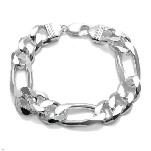 Figaro link bracelet in 15mm (Gauge 400) | 3 Lengths | Wholesale 925 Sterling Silver Jewelry | Item photo