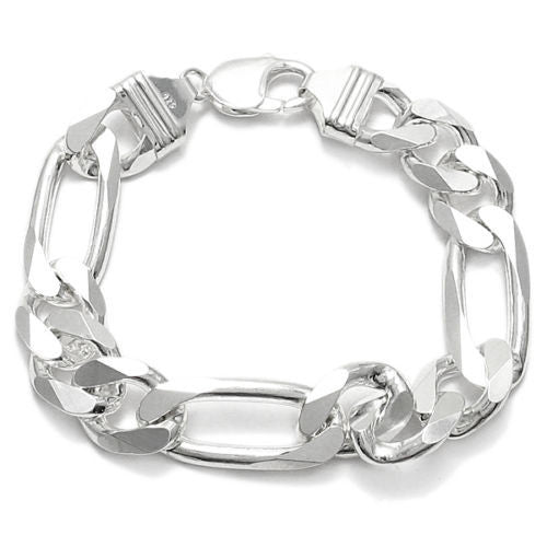 Marvelous Figaro Link Chain Bracelet - 13mm | Wholesale 925 Sterling Silver Jewelry | Alternate
