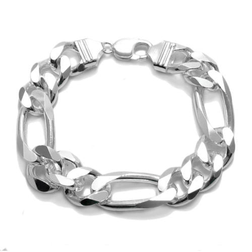 Dashing Figaro Link Chain 8" Bracelet - 15mm | Wholesale 925 Sterling Silver Jewelry | Alternate