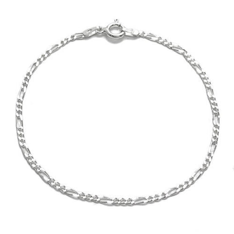 Lovely Figaro Link Chain Bracelet 2mm (050 Gauge) | Wholesale 925 Sterling Silver Jewelry | Main