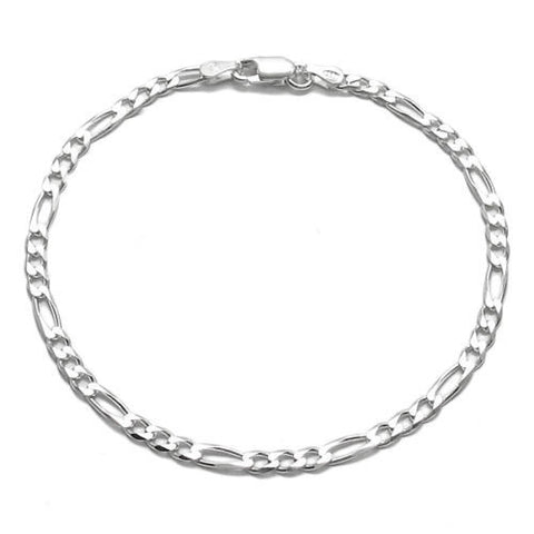Gorgeous Figaro Link Chain Bracelet 3mm (080 Gauge) - 7 Inch | Wholesale 925 Sterling Silver Jewelry | Main