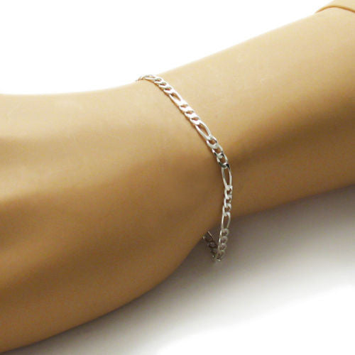 Dashing Figaro Link Chain 8" Bracelet - 3mm | Wholesale 925 Sterling Silver Jewelry | Alternate