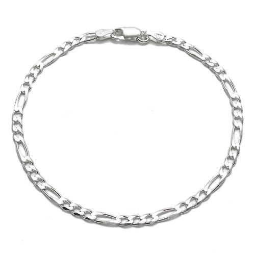 Dashing Figaro Link Chain 8" Bracelet - 3mm | Wholesale 925 Sterling Silver Jewelry | Alternate
