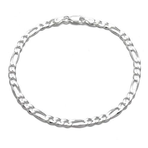 Dashing Figaro Link Chain 8" Bracelet - 4mm | Wholesale 925 Sterling Silver Jewelry | Alternate