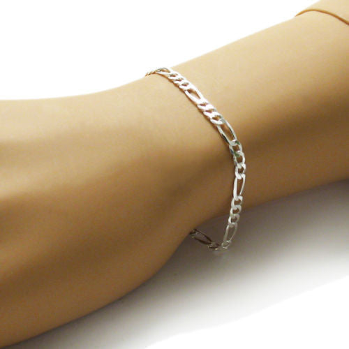 Dashing Figaro Link Chain 8" Bracelet - 5mm | Wholesale 925 Sterling Silver Jewelry | Alternate