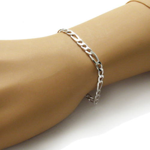 Dashing Figaro Link Chain 8" Bracelet - 6mm | Wholesale 925 Sterling Silver Jewelry | Alternate