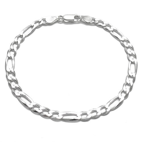Dashing Figaro Link Chain 8" Bracelet - 6mm | Wholesale 925 Sterling Silver Jewelry | Alternate