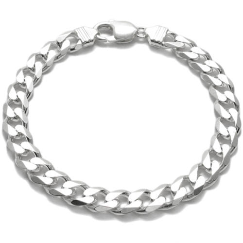Beautiful Flat Cuban Link Chain Bracelet 9mm (Gauge 250) | Wholesale 925 Sterling Silver Jewelry | Main