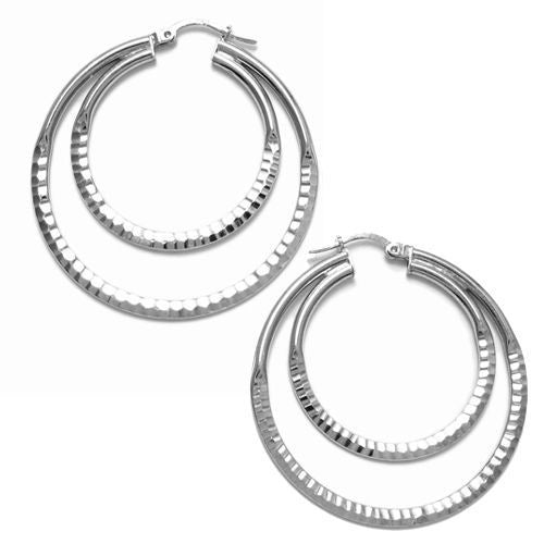 Diamond Cut Hoop within Hoop Earrings | Wholesale Sterling Silver Jewelry | Alternate