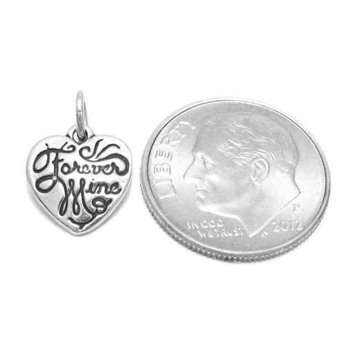 Exquisite "Forever Mine" Talking Heart Charm. Wholesale Sterling Silver Charms - Jewelry. Alternate.