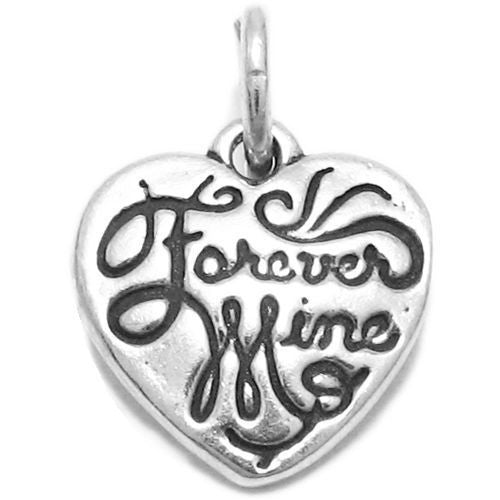 Exquisite "Forever Mine" Talking Heart Charm. Wholesale Sterling Silver Charms - Jewelry. Main.