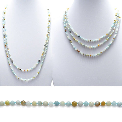 Genuine 60" Amazonite Bead Necklace w/ 5mm beads | Wholesale Fashion Jewelry | Combo photo