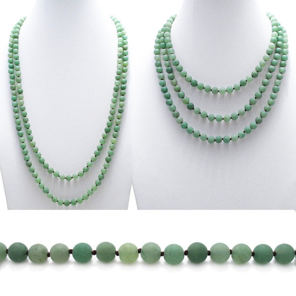 Genuine 60" Aventurine Bead Necklace w/ 9mm beads | Wholesale Fashion Jewelry | Combo photo