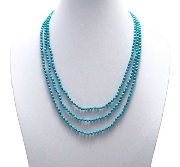 Genuine 70" blue turquoise bead necklace w/ 4.5mm beads | Wholesale Fashion Jewelry | Alternate photo