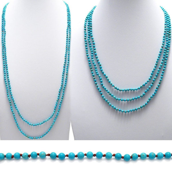 Genuine 70" blue turquoise bead necklace w/ 4.5mm beads | Wholesale Fashion Jewelry | Combo photo