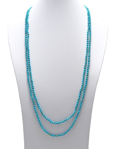 Genuine 70" blue turquoise bead necklace w/ 4.5mm beads | Wholesale Fashion Jewelry | Main photo
