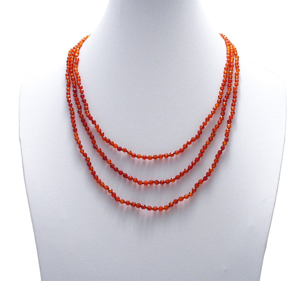 Genuine 70" Carnelian Bead Necklace w/ 4mm beads | Wholesale Fashion Jewelry | Alternate photo