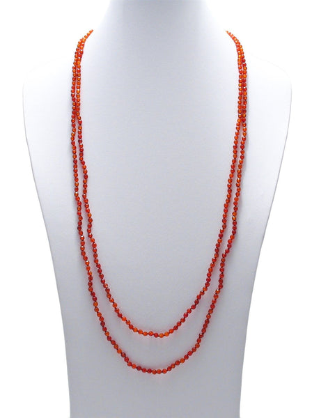 Genuine 70" Carnelian Bead Necklace w/ 4mm beads | Wholesale Fashion Jewelry | Main photo